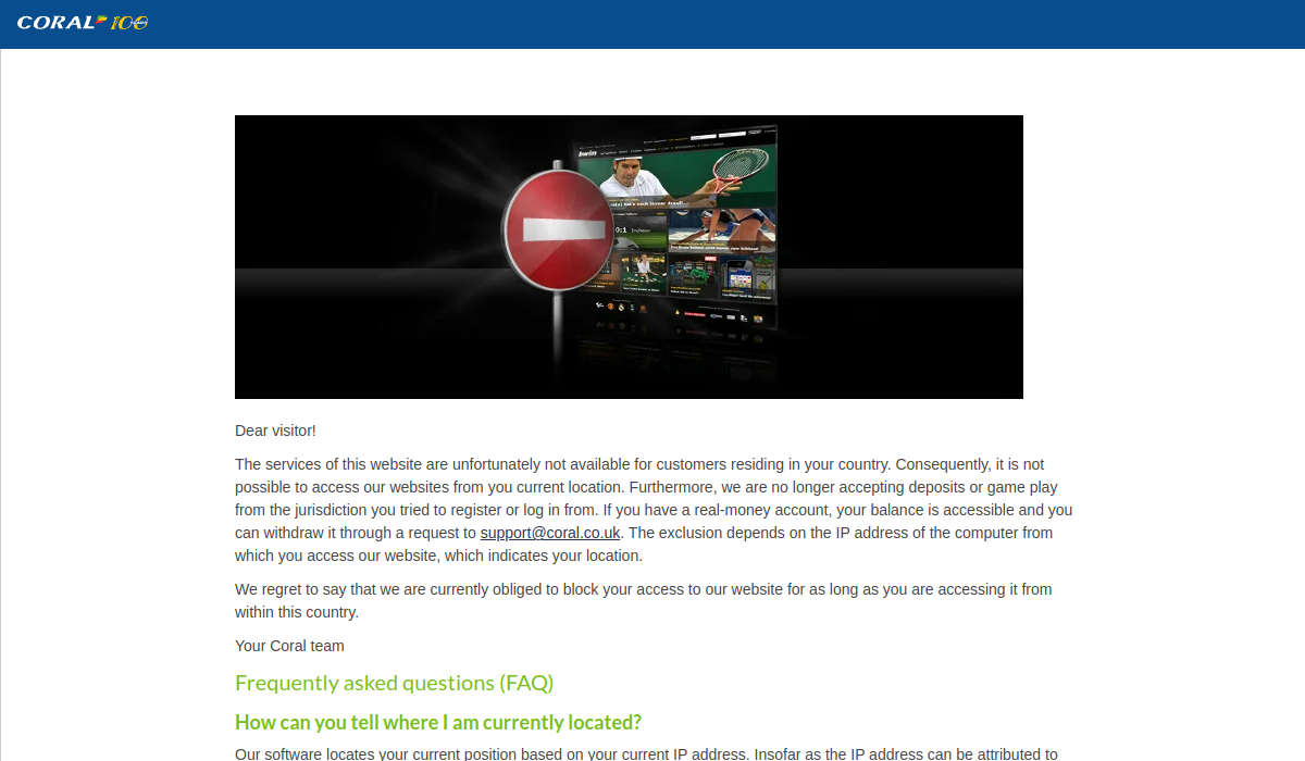 Coral Casino homepage screenshot